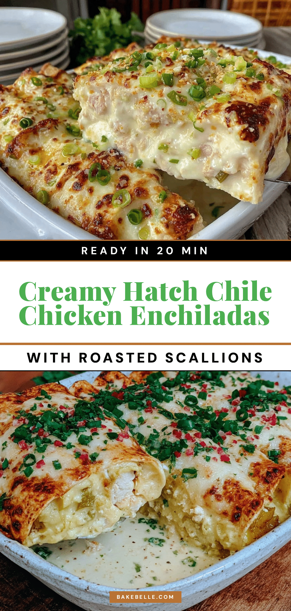 Creamy Hatch Green Chile Chicken Enchiladas recipe