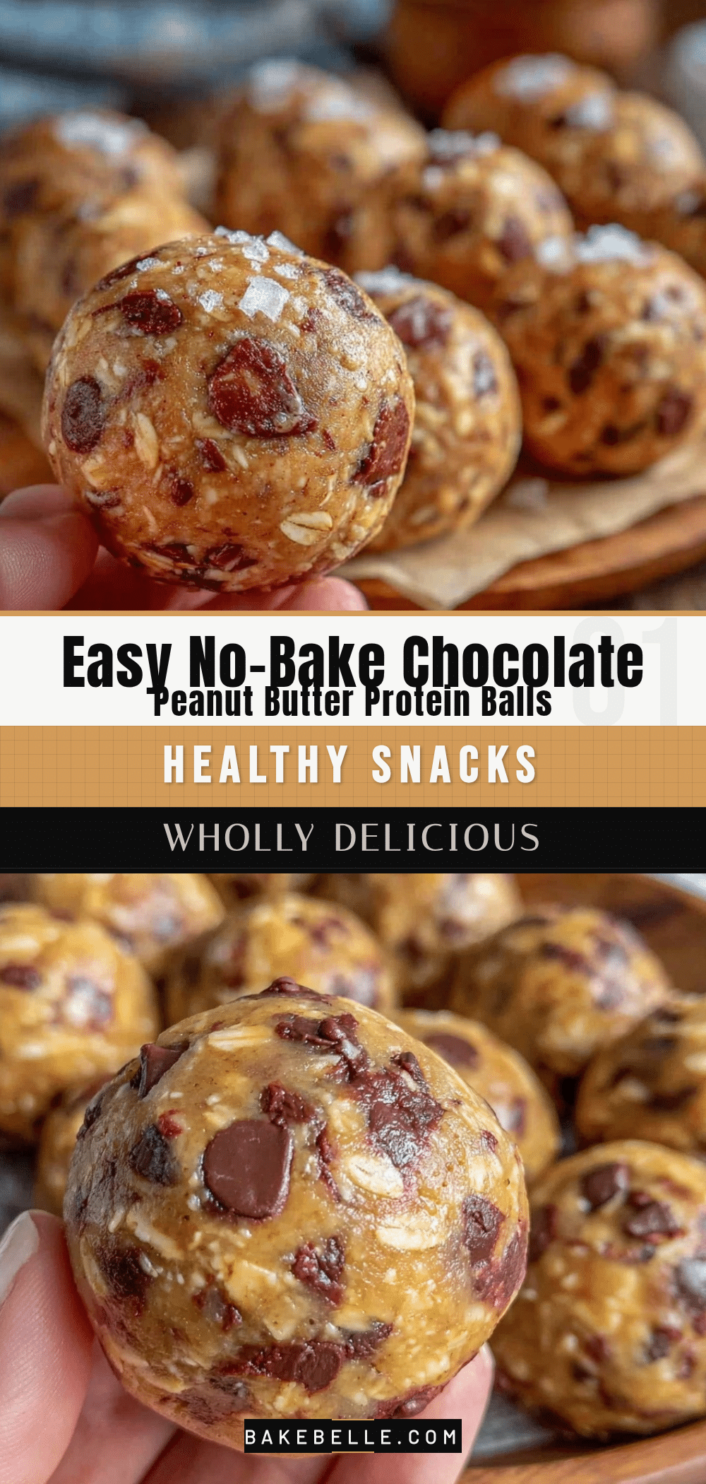 no-bake chocolate chip peanut butter protein balls recipe