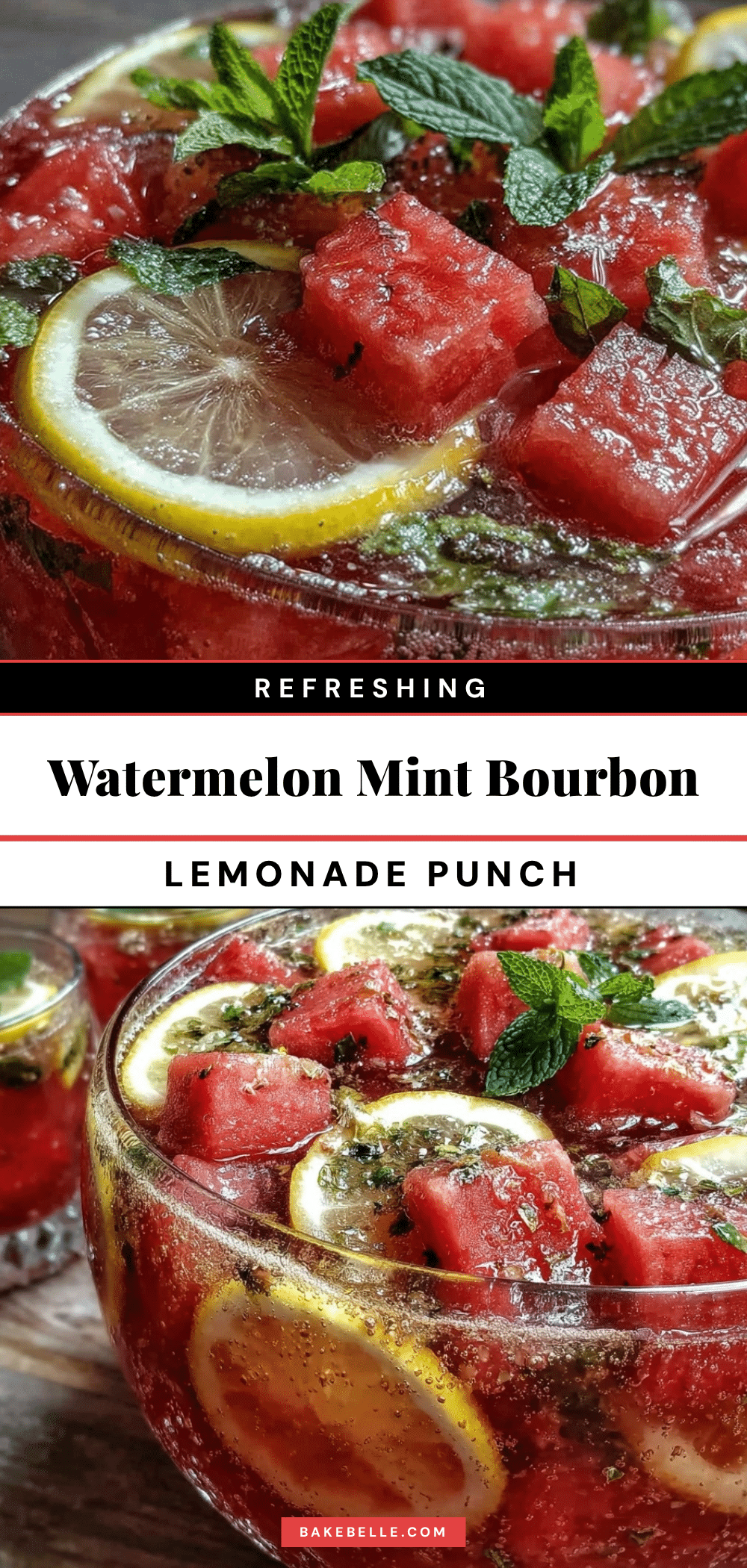 watermelon mint bourbon lemonade punch recipe