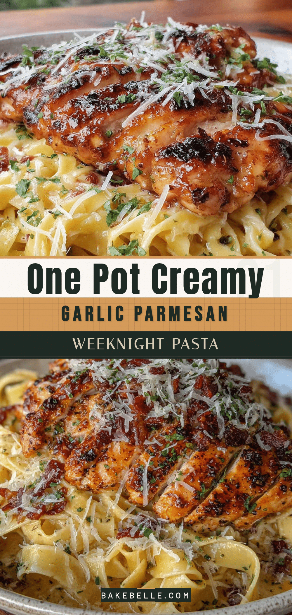 one pot creamy garlic parmesan chicken pasta recipe