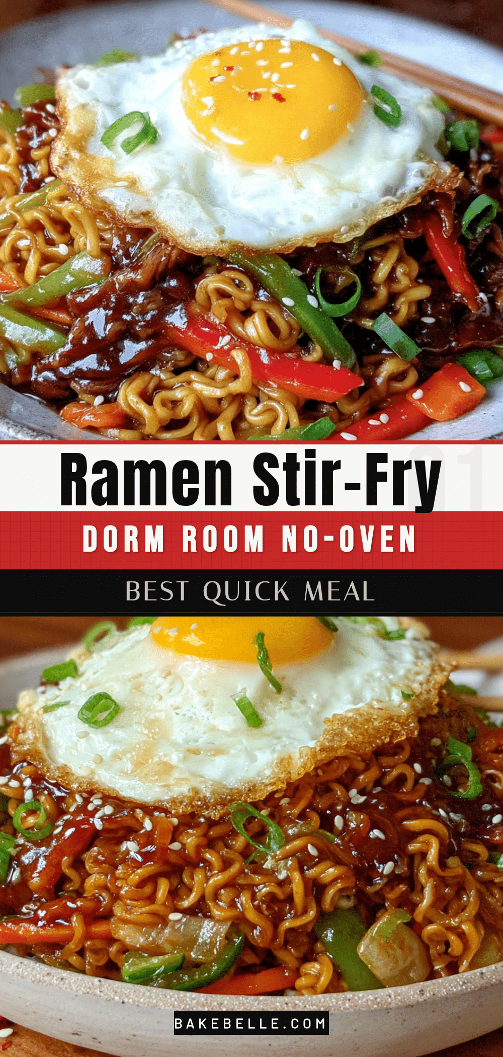 quick dorm room ramen stir-fry with crispy egg recipe