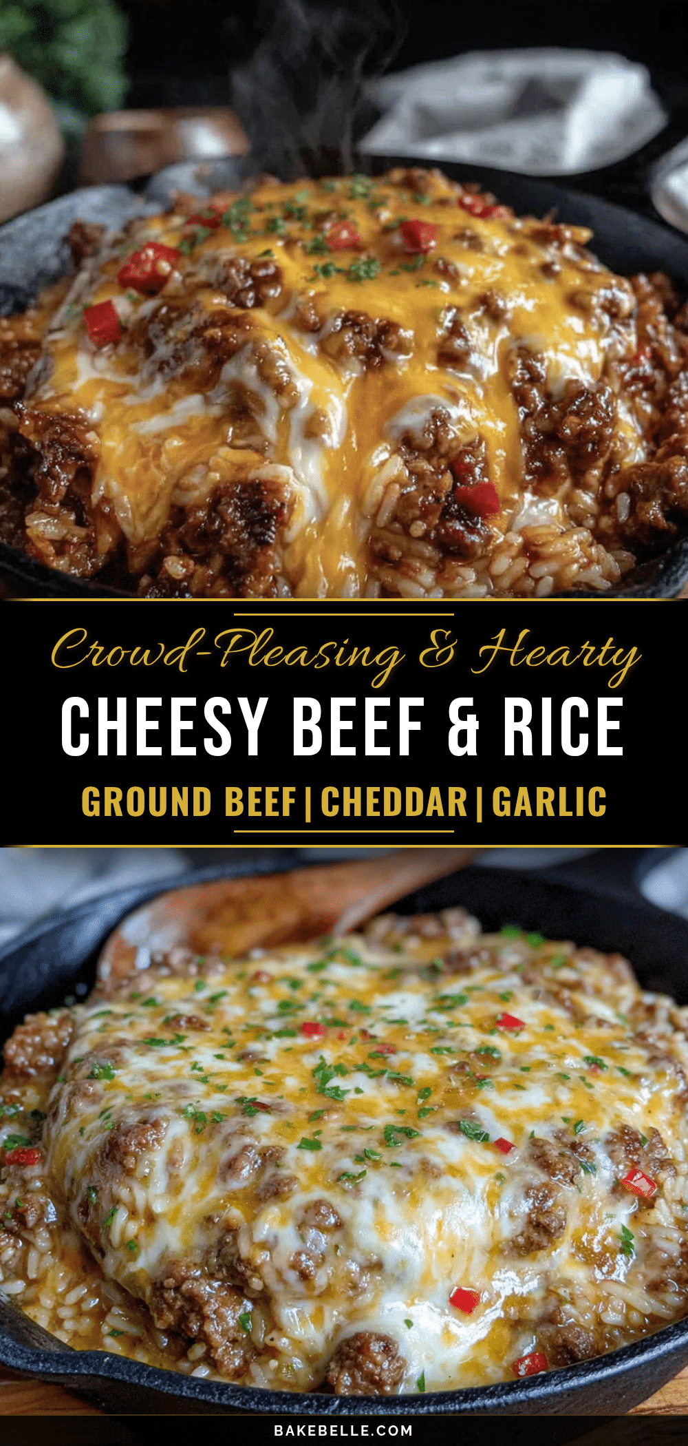 cheesy ground beef and rice skillet recipe