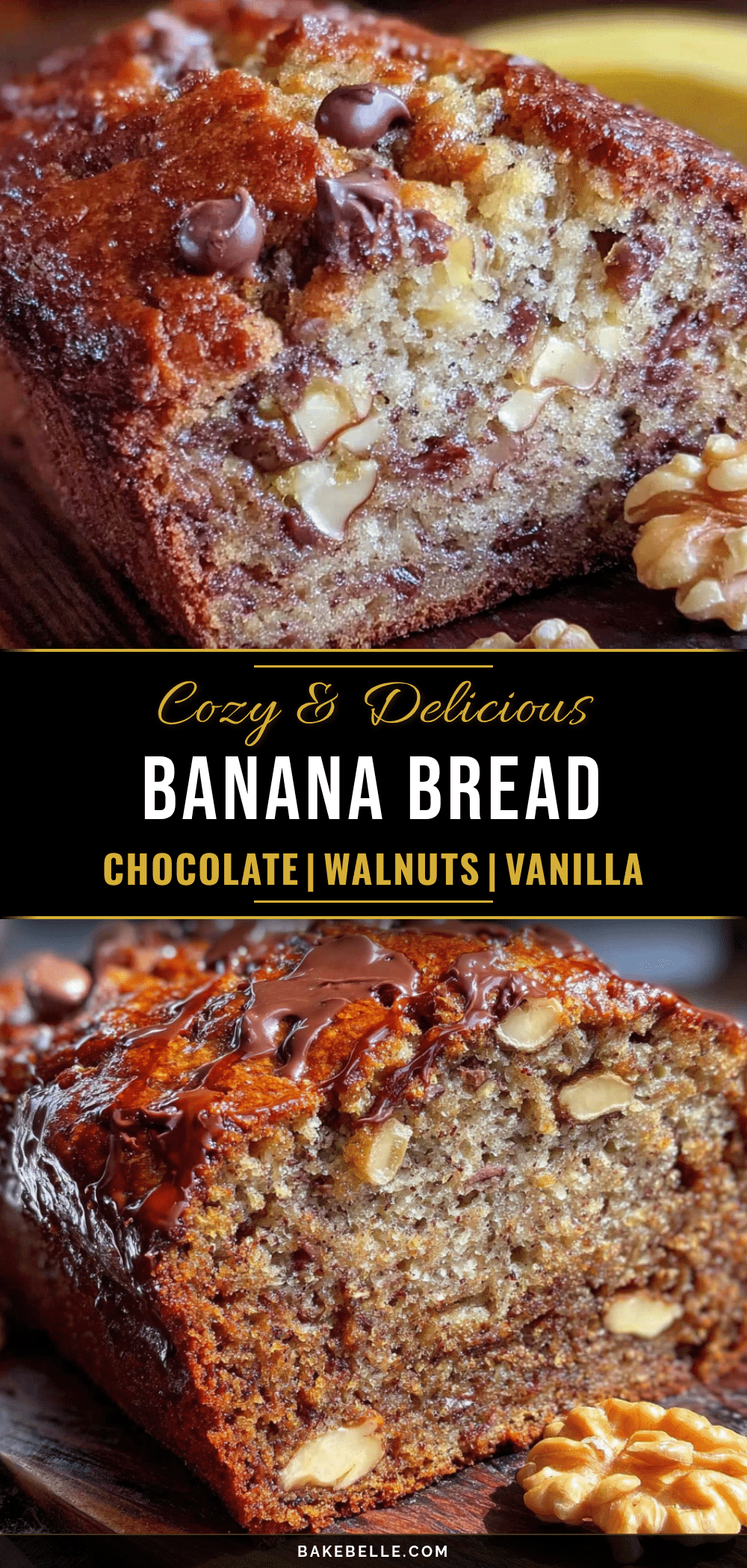 cozy banana bread with chocolate chips and walnuts recipe