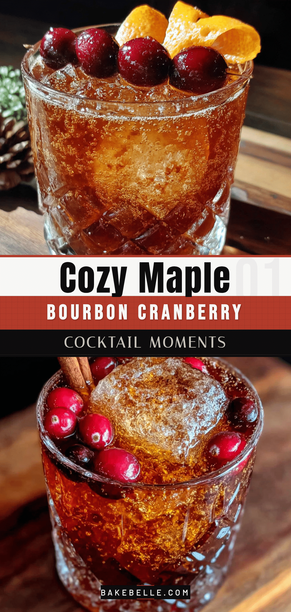 cozy maple bourbon cranberry cocktail recipe