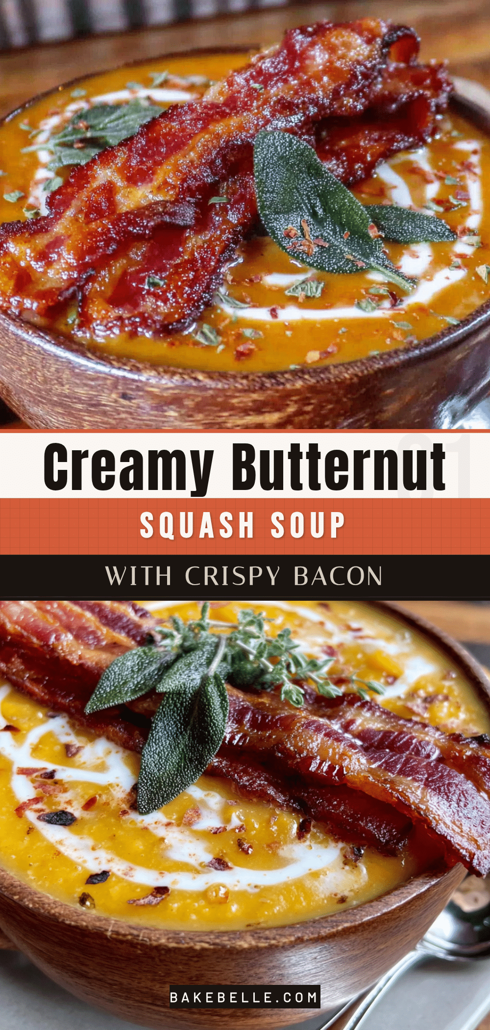 creamy butternut squash soup with crispy bacon recipe