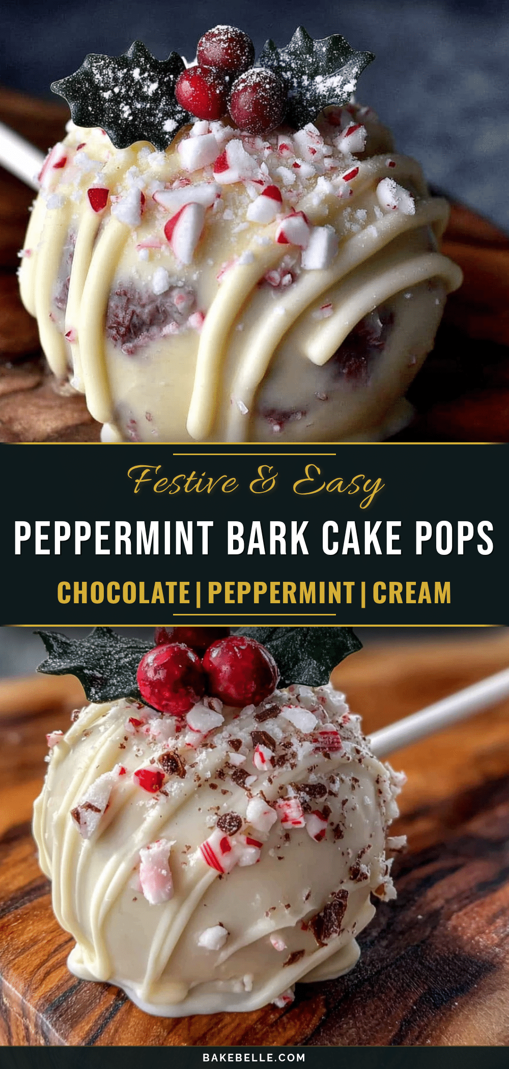 peppermint bark Christmas cake pops recipe