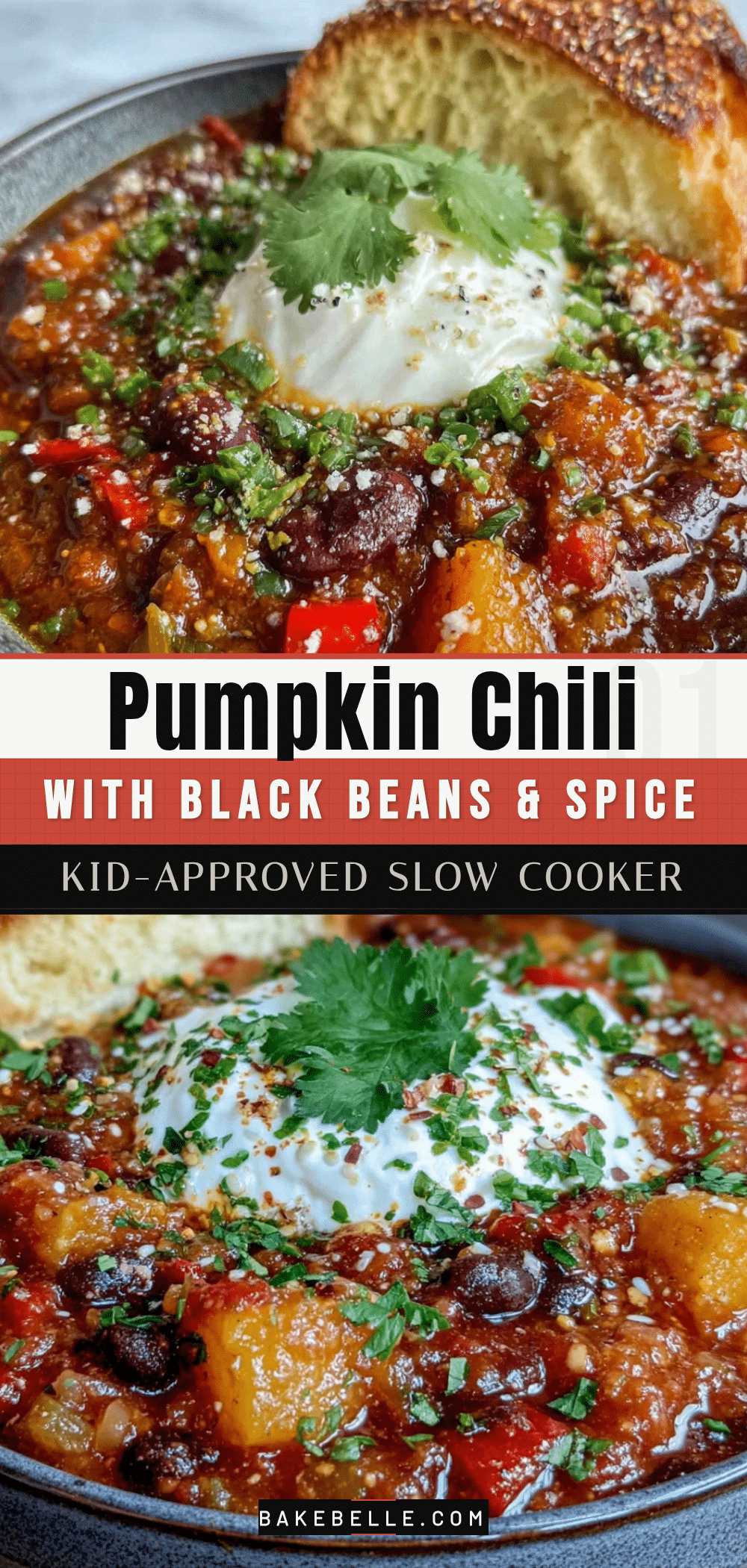 Slow cooker pumpkin chili with black beans recipe
